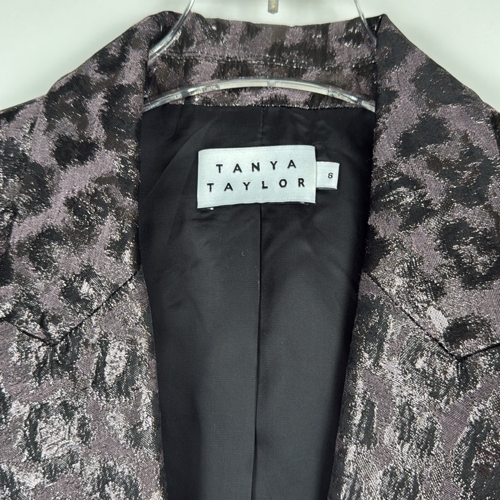 Tanya Taylor Analiese Metallic Leopard Print Blazer Size 8 - Picture 6 of 9